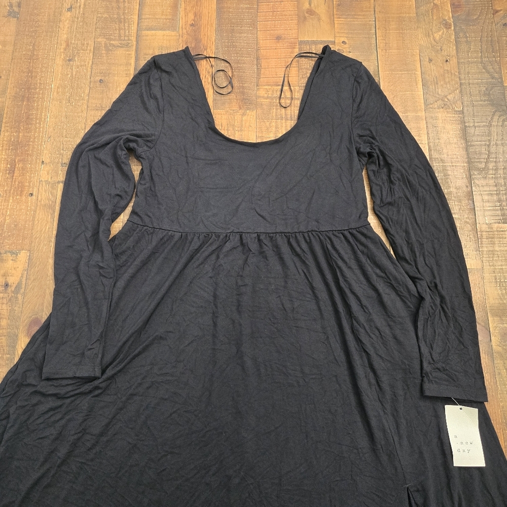 NWT- A NEW DAY Target- WOMEN’S LARGE- LONG SLEEVE MAXI DRESS-  BLACK